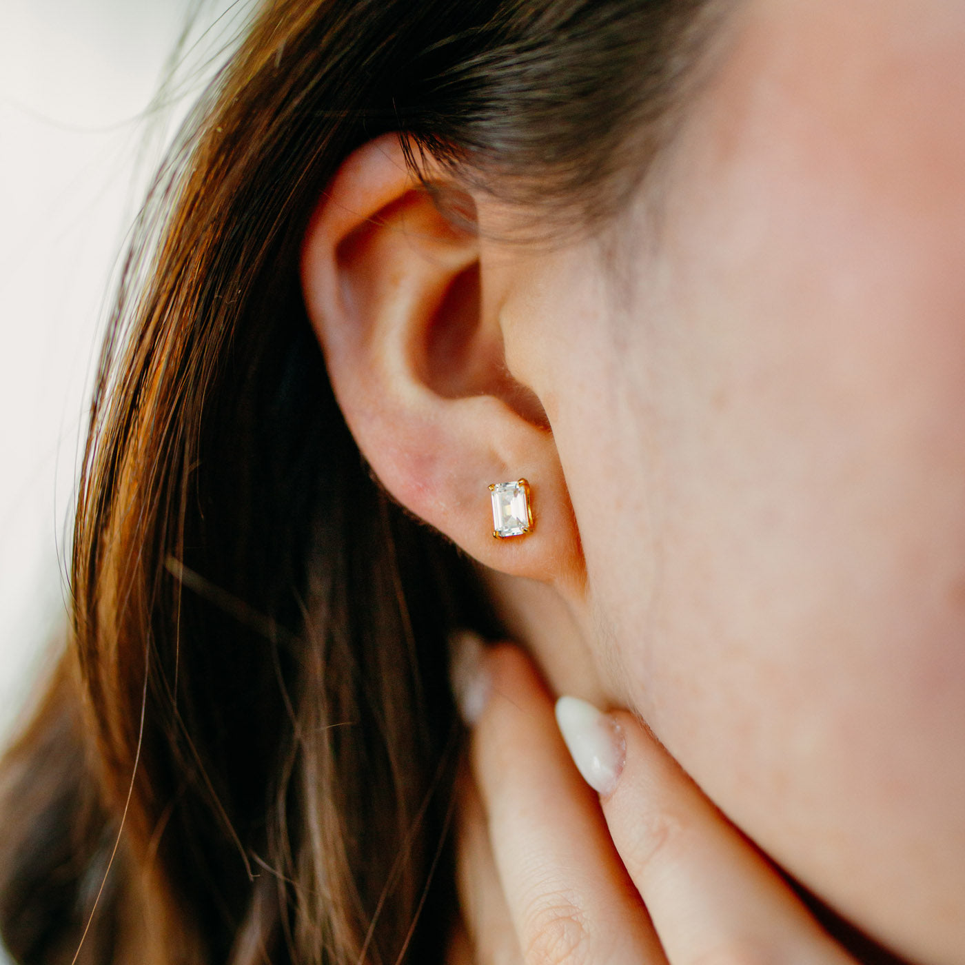 Julie Julsen Ohrstecker RECTANGLE vergoldet mit 2 Zirkonia