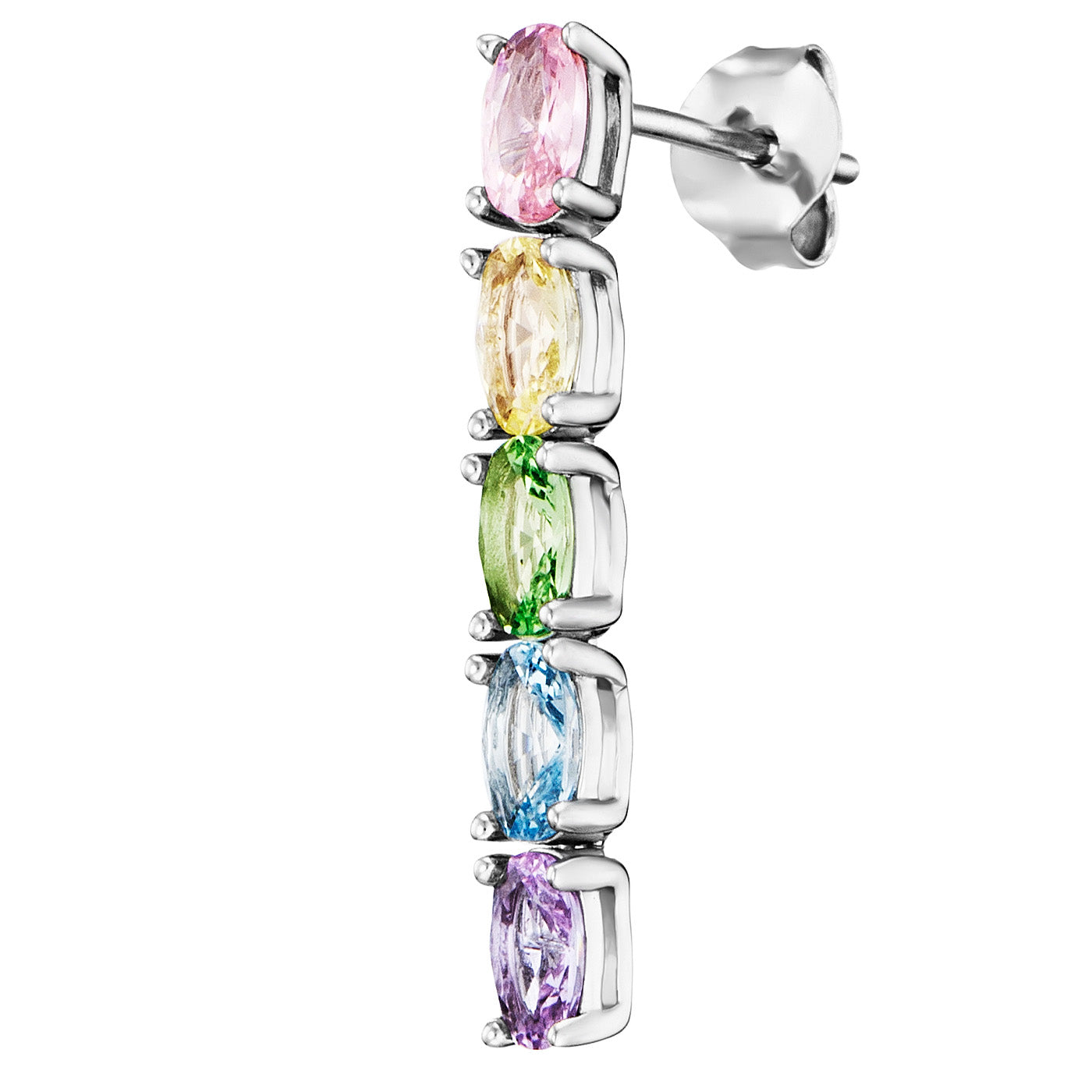 Julie Julsen Ohrstecker CRYSTAL LINE Silber rhodiniert mit 10 bunten Zirkonia