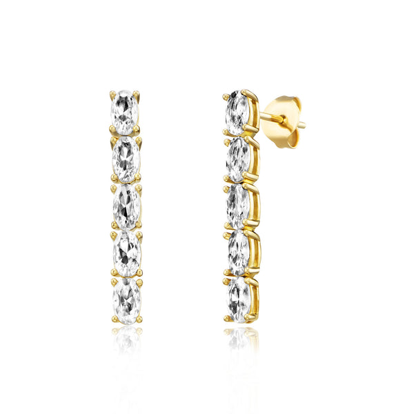 Julie Julsen Ohrstecker CRYSTAL LINE vergoldet mit 10 weiße Zirkonia