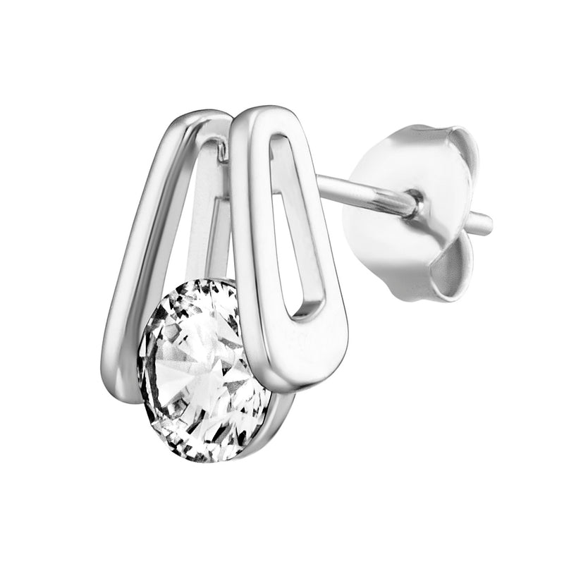 Julie Julsen Ohrstecker TRAPPED CRYSTAL silber mit 2 weiße Zirkonia