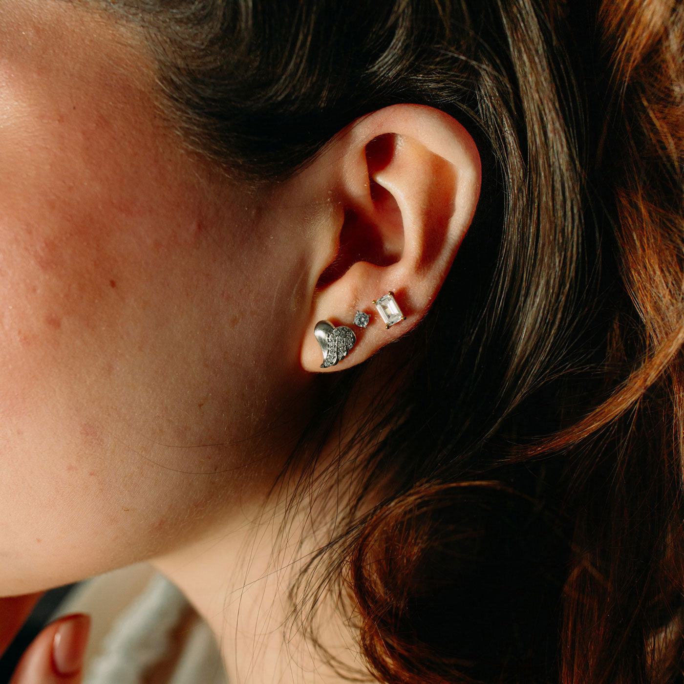 Julie Julsen Ohrstecker HEART Silber rhodiniert mit 32 weißen Zirkonia