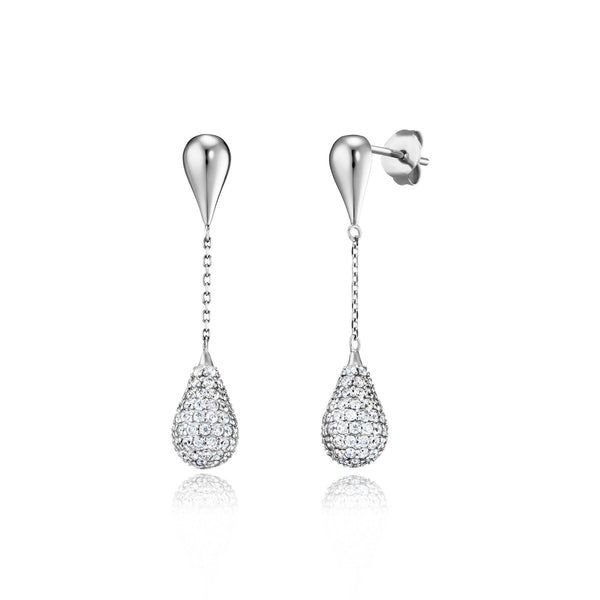 Julie Julsen Ohrhänger CRYSTAL DROP silber mit 190 weiße Zirkonia