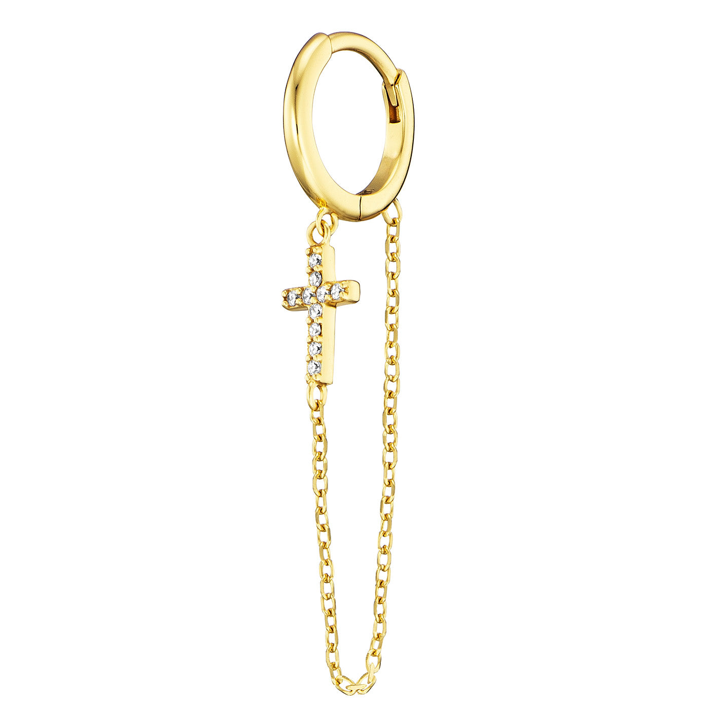 Julie Julsen Creole CROSS Silber vergoldet mit 20 weißen Zirkonia
