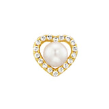 Julie Julsen Ohrstecker HEART PEARL vergoldet mit 36 weiße Zirkonia
