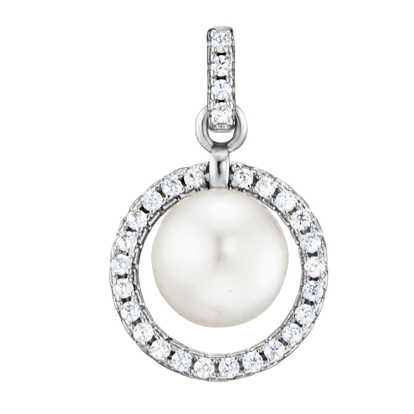 Julie Julsen Ohrstecker CIRCLE PEARL silber mit 58 weiße Zirkonia