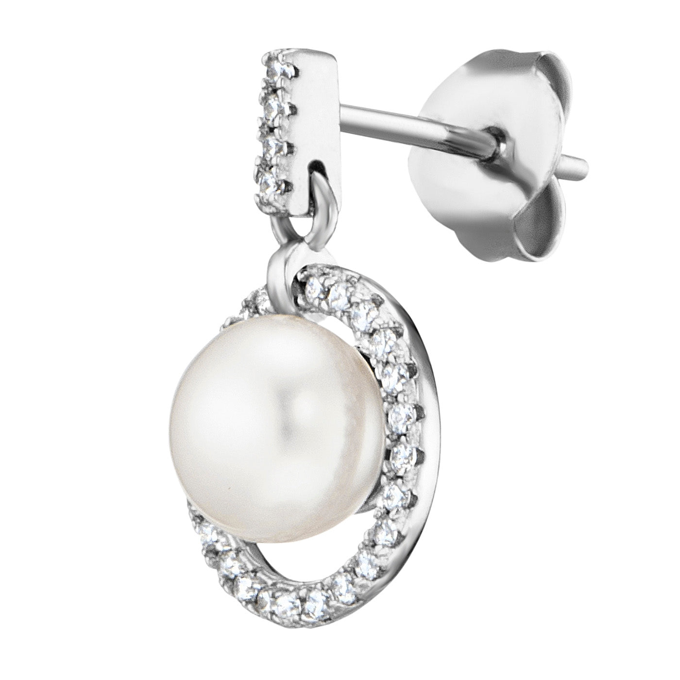 Julie Julsen Ohrstecker CIRCLE PEARL silber mit 58 weiße Zirkonia