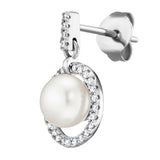 Julie Julsen Ohrstecker CIRCLE PEARL silber mit 58 weiße Zirkonia