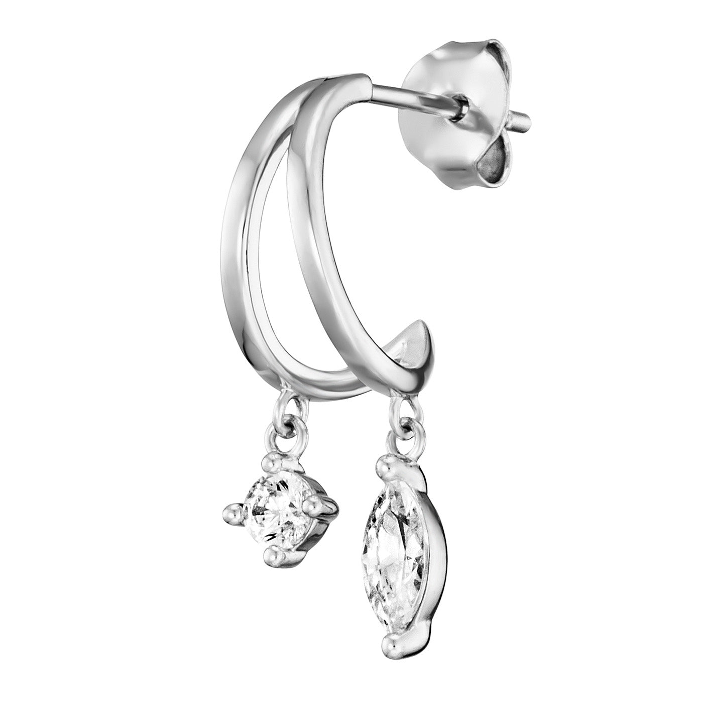 Julie Julsen Ohrstecker Silber rhodiniert mit 4 weißen Zirkonia