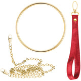 Tragering gold, Trageschlaufe rot, Kette gold für Julie Julsen Disco Handtasche mit roten Zirkonia