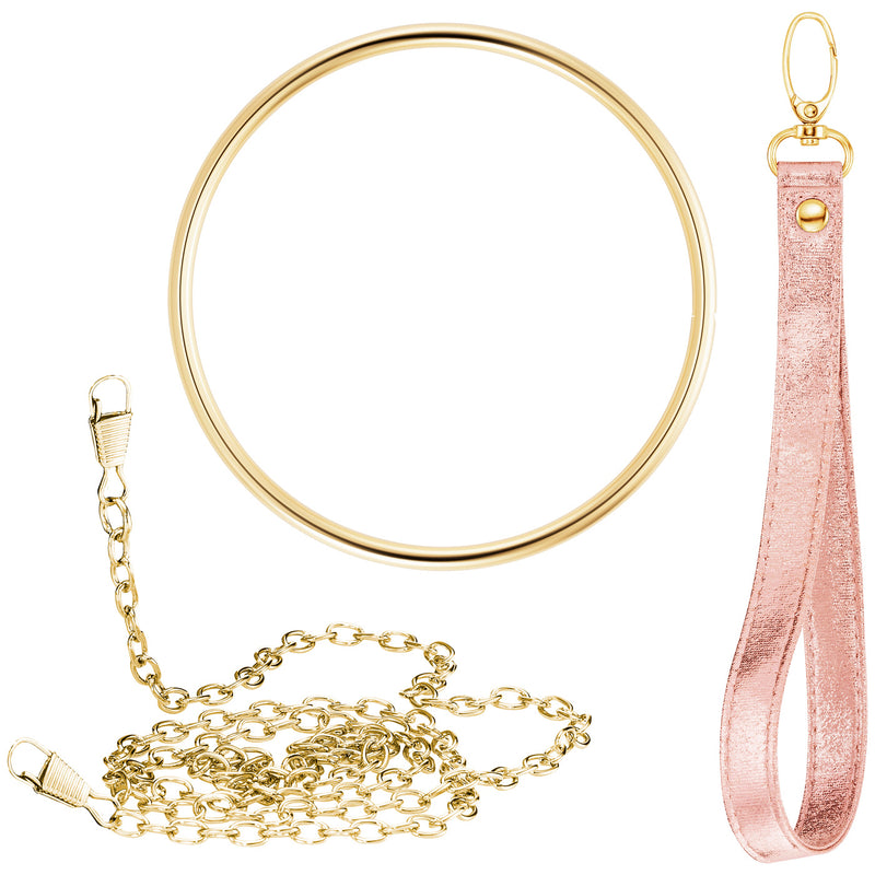 Tragering gold, Trageschlaufe pink, Kette gold für Julie Julsen Disco Handtasche mit pinken Zirkonia