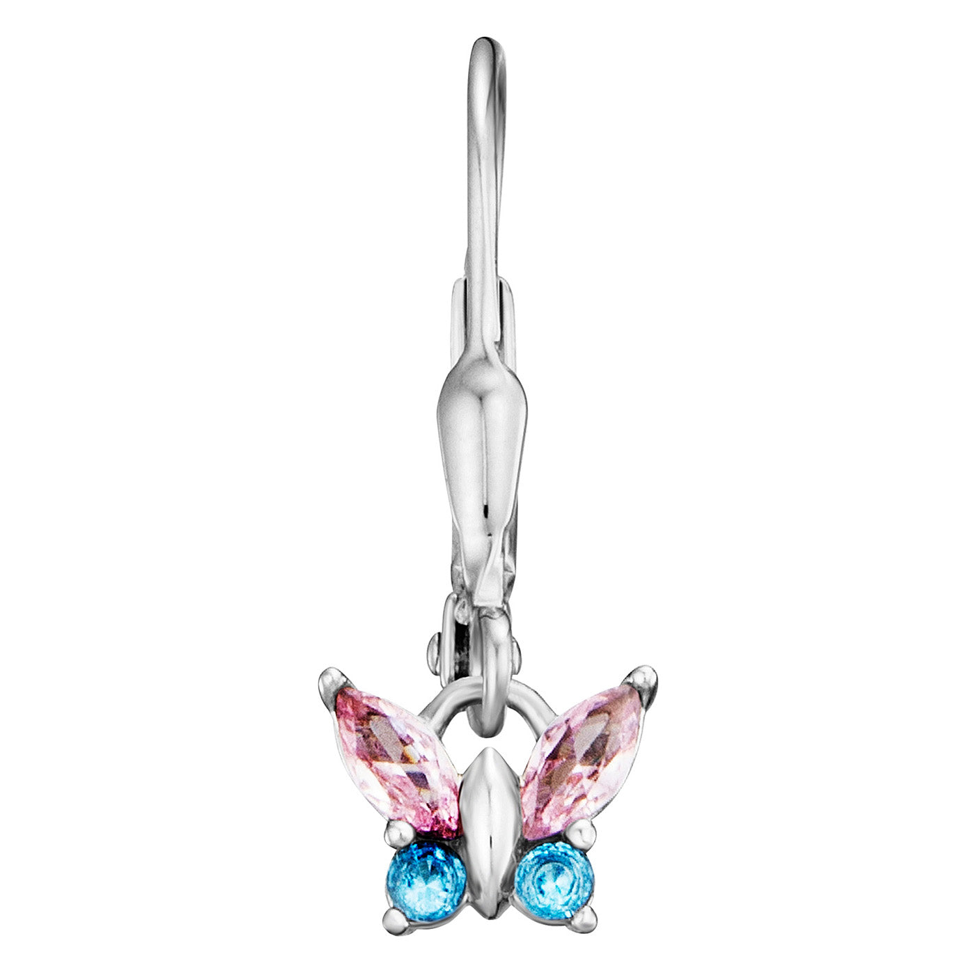 Julie Julsen KIDS Ohrhänger BUTTERFLY Silber rhodiniert mit 8 bunten Zirkonia