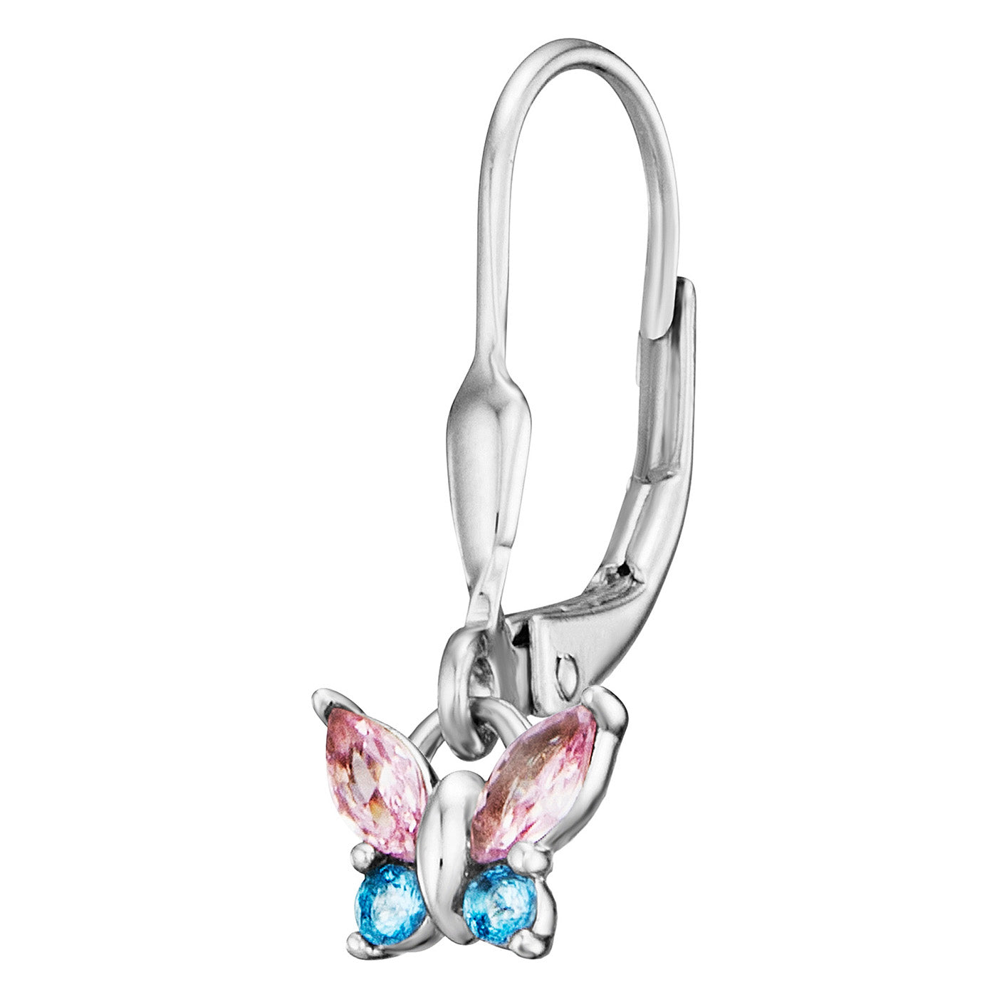 Julie Julsen KIDS Ohrhänger BUTTERFLY Silber rhodiniert mit 8 bunten Zirkonia