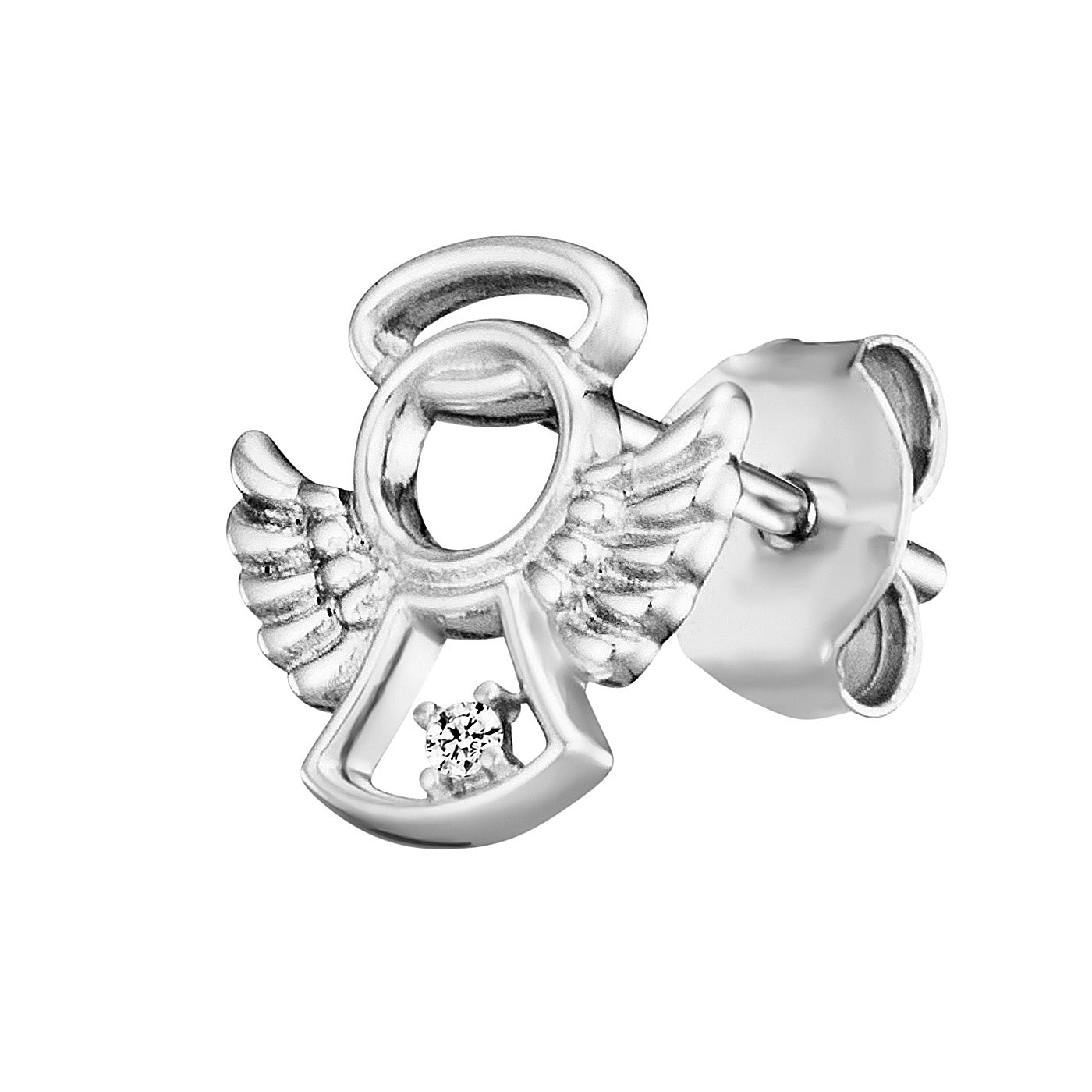 Julie Julsen KIDS Ohrstecker ANGEL Silber rhodiniert mit 2 weißen Zirkonia