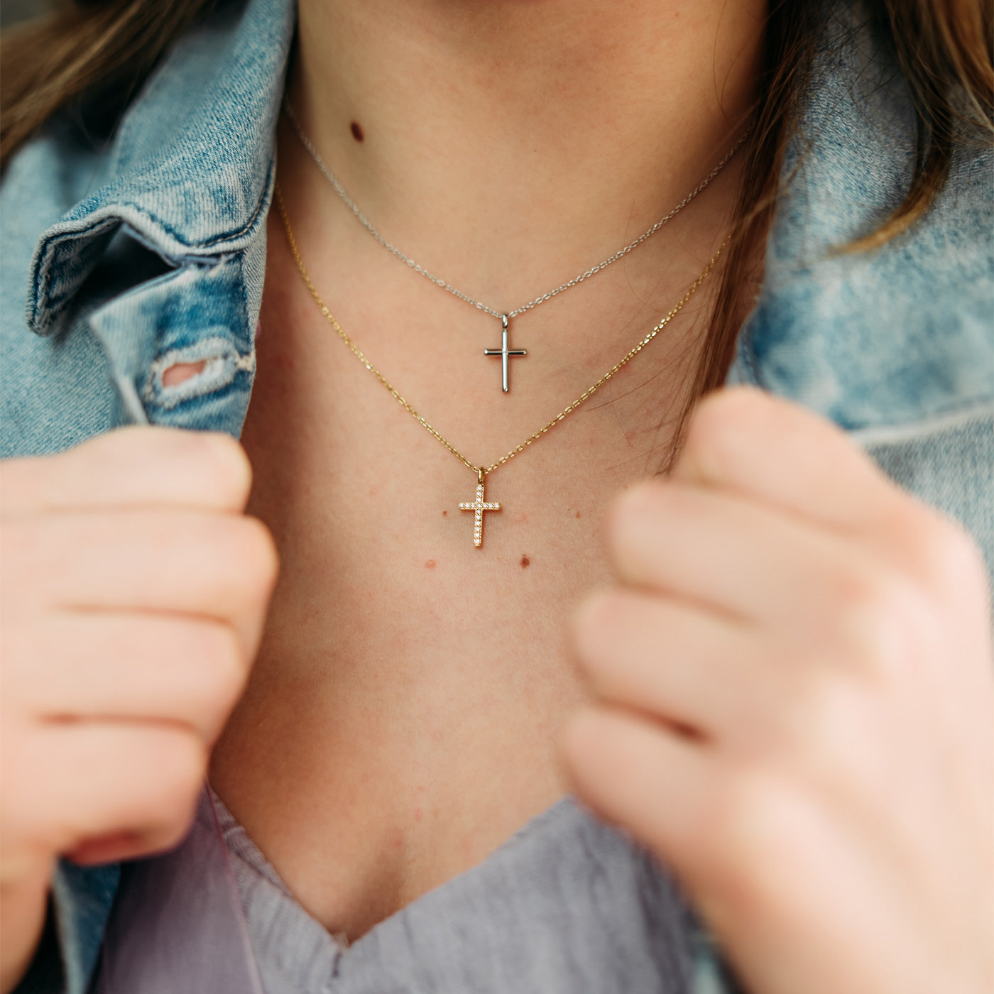 Julie Julsen KIDS Kette mit Anhänger CROSS Silber rhodiniert