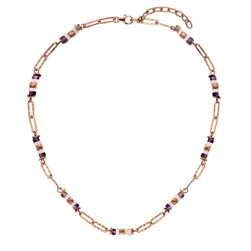 Julie Julsen Loving Stones Kette aus 36 lila Edelsteinen - Amethyst , Rosenquarz