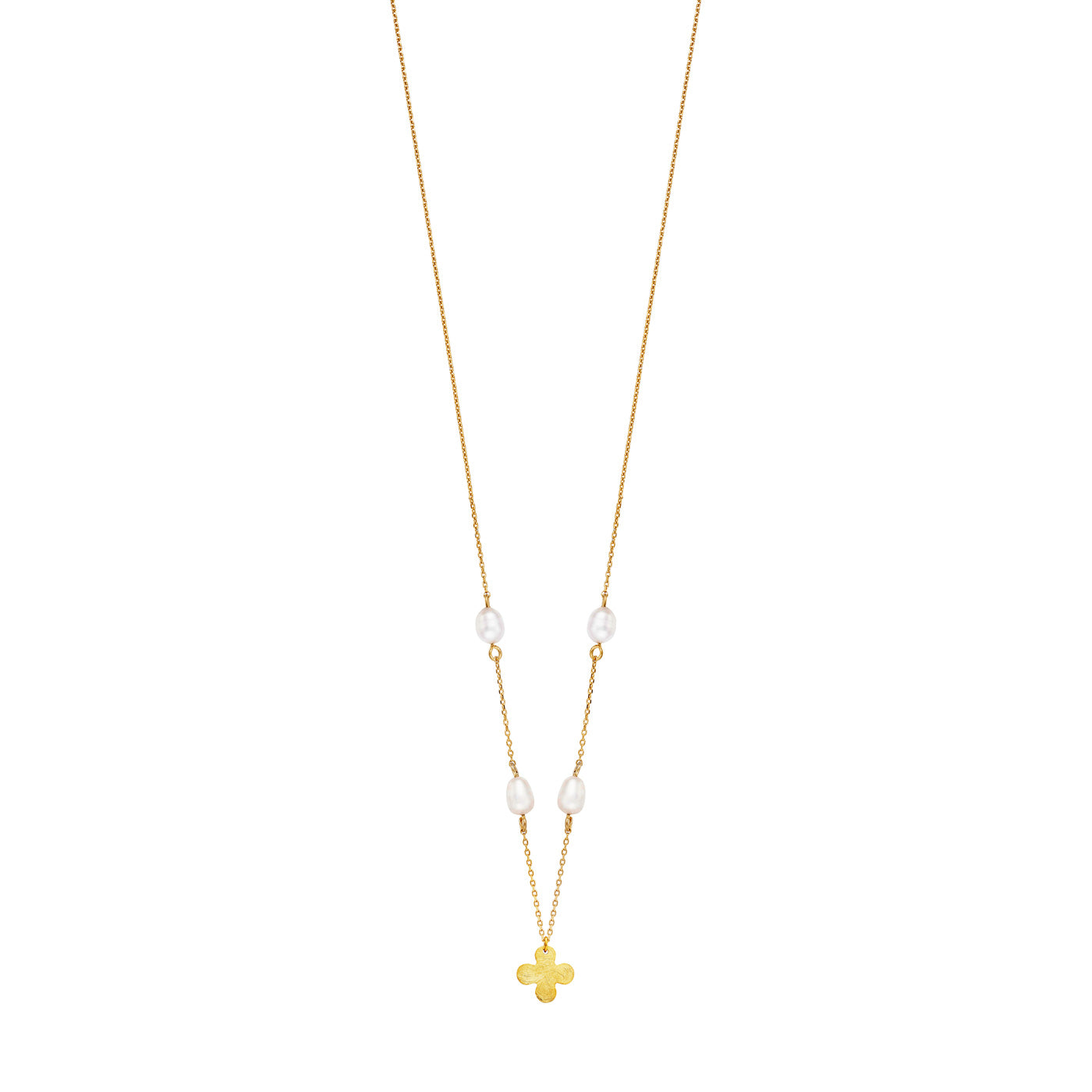 Julie Julsen Kette mit Anhänger KLEEBLATT vergoldet mit 4 Perlen
