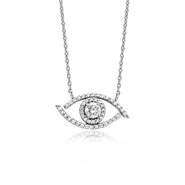 Julie Julsen Kette mit Anhänger AUGE silber mit 47 Zirkonia