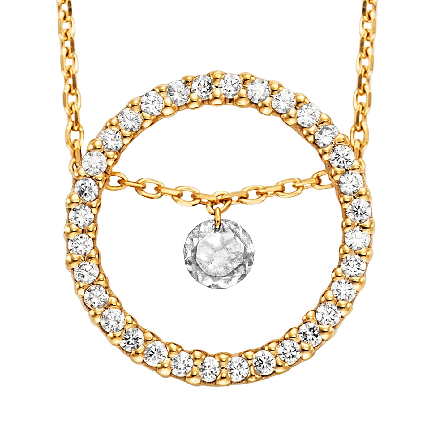 Julie Julsen Kette mit Anhänger MOVING STONE vergoldet mit 32 Zirkonia und 1 weißen Topas