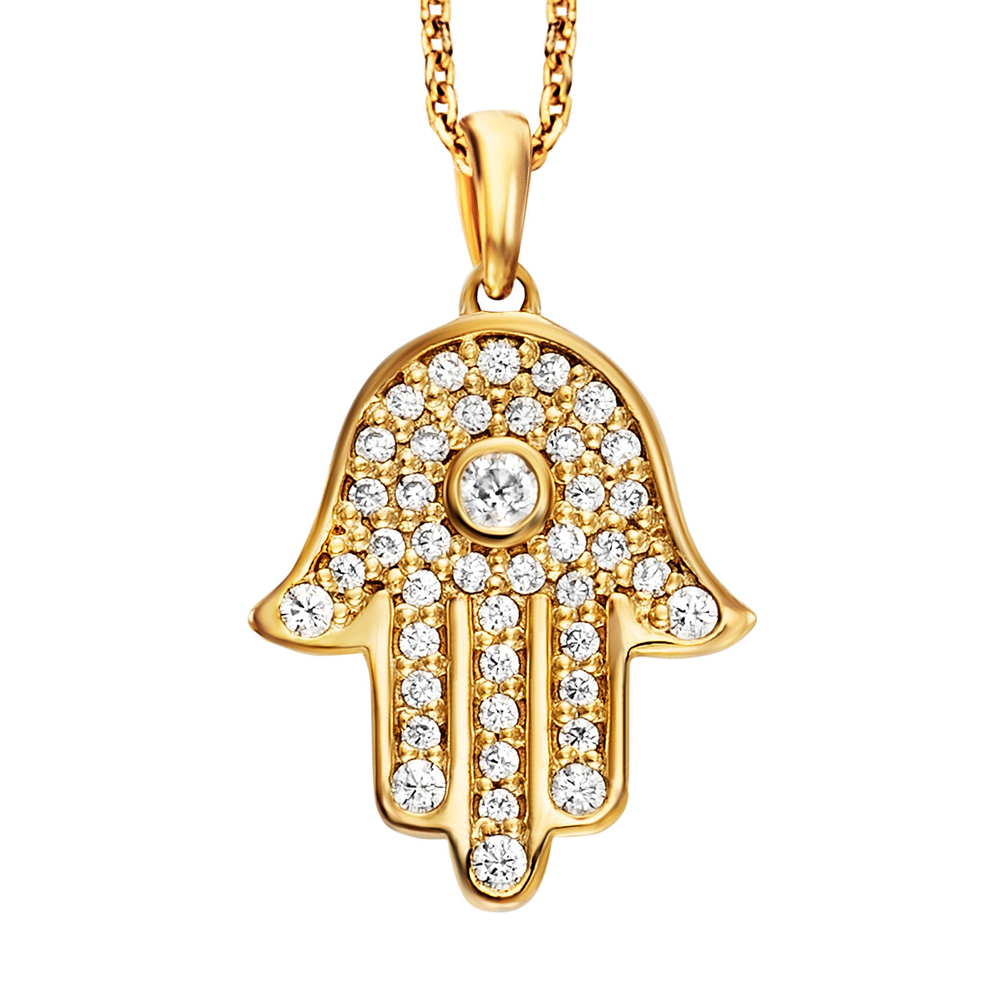 Julie Julsen Kette mit Anhänger FATIMAS HAND vergoldet mit 43 Zirkonia