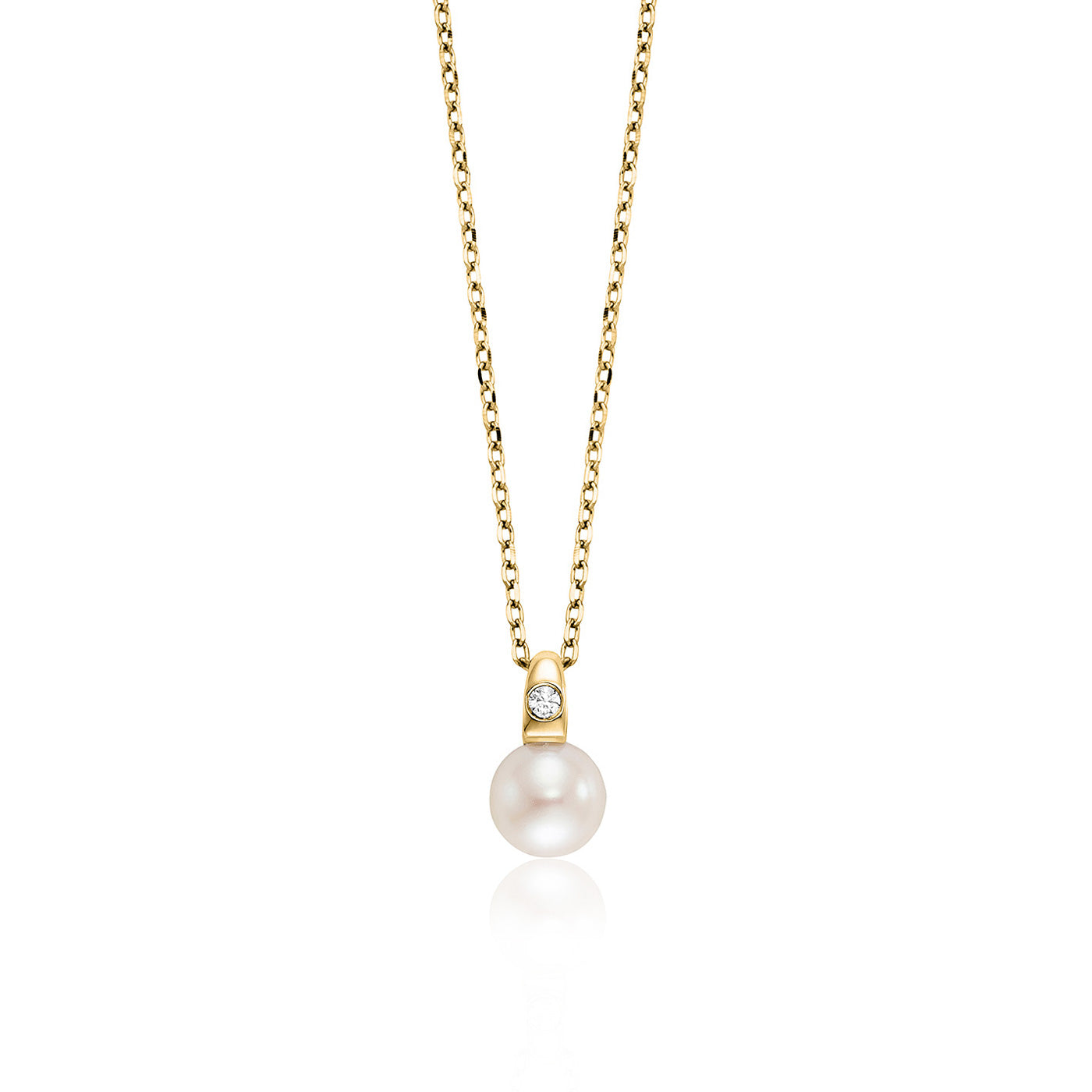 Julie Julsen Kette mit Anhänger PEARL vergoldet mit 1 Zirkonia und 1 Süßwasserperlen