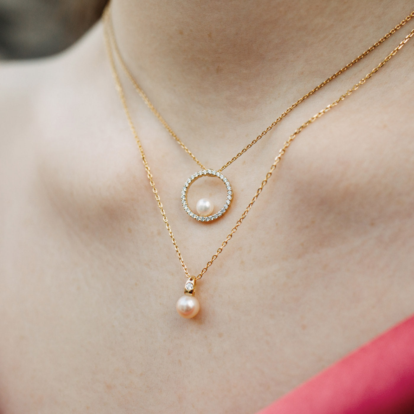 Julie Julsen Kette mit Anhänger PEARL vergoldet mit 1 Zirkonia und 1 Süßwasserperlen