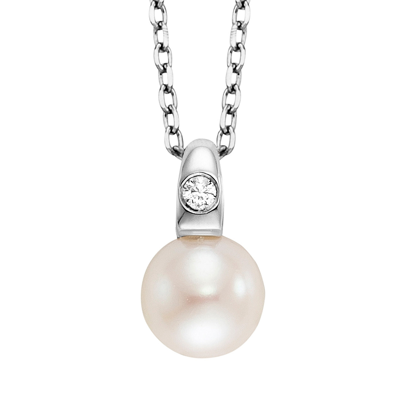 Julie Julsen Kette mit Anhänger PEARL silber mit 1 Zirkonia 1 Süßwasserperlen