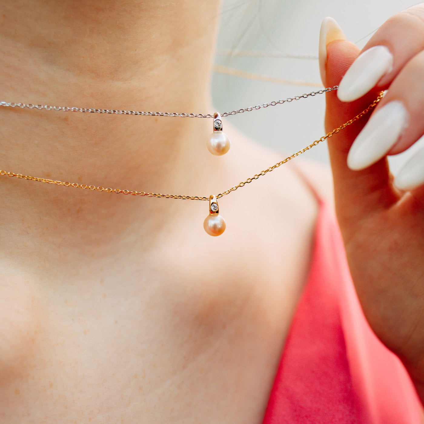 Julie Julsen Kette mit Anhänger PEARL silber mit 1 Zirkonia 1 Süßwasserperlen