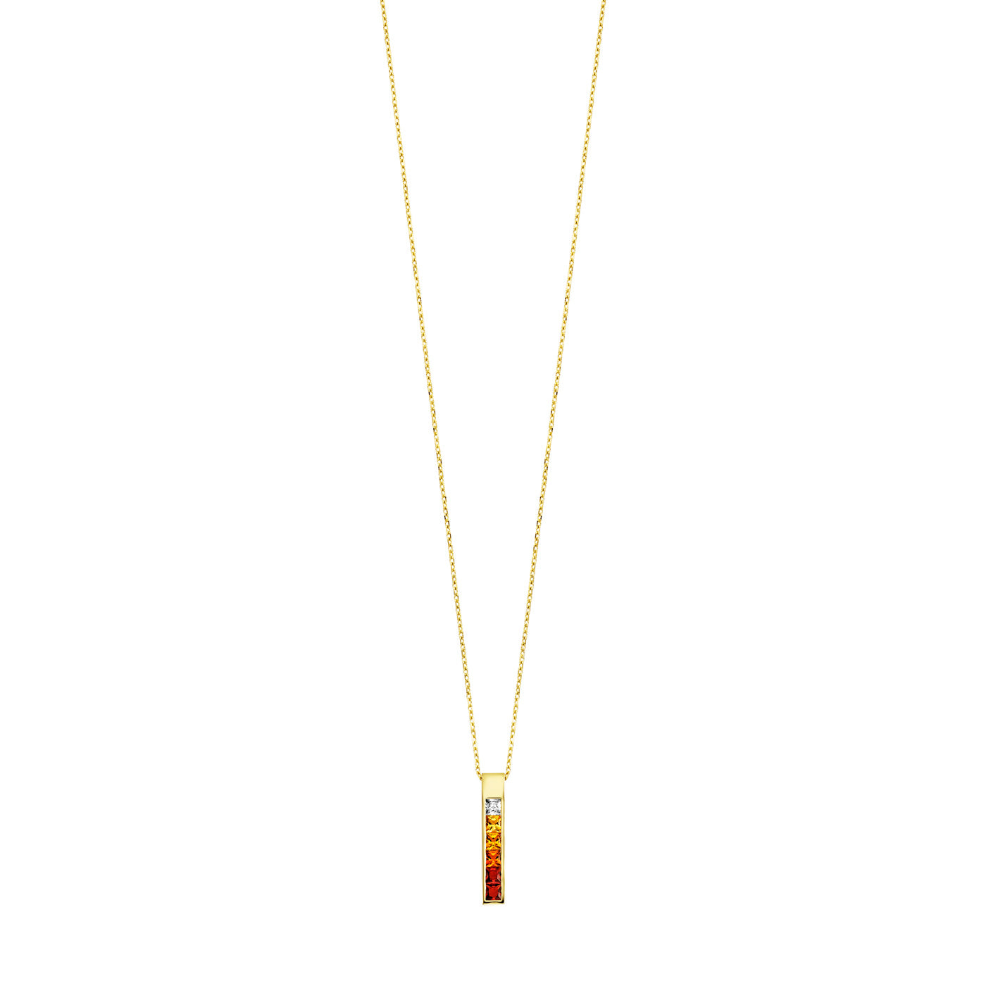 Julie Julsen Kette mit Anhänger CRYSTAL LINE vergoldet mit 6 bunten Steinen