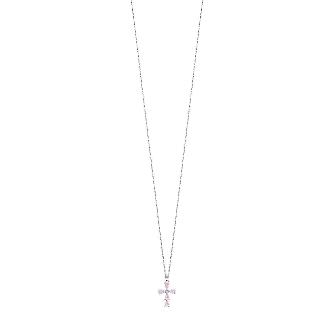 Julie Julsen Kette mit Anhänger KREUZ silber mit 6 Zirkonia perlmutt