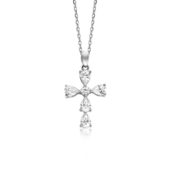 Julie Julsen Kette mit Anhänger KREUZ silber mit 6 Zirkonia