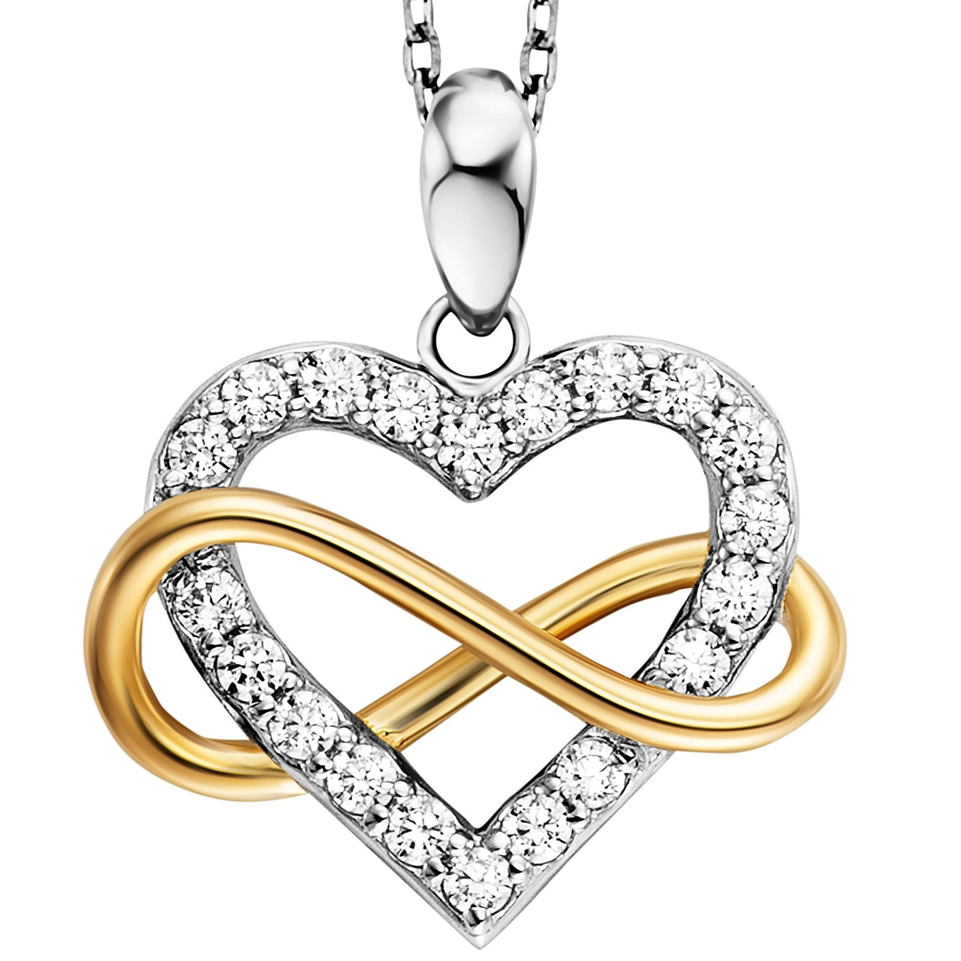 Julie Julsen Kette mit Anhänger HEART INFINITY bicolor mit 20 Zirkonia