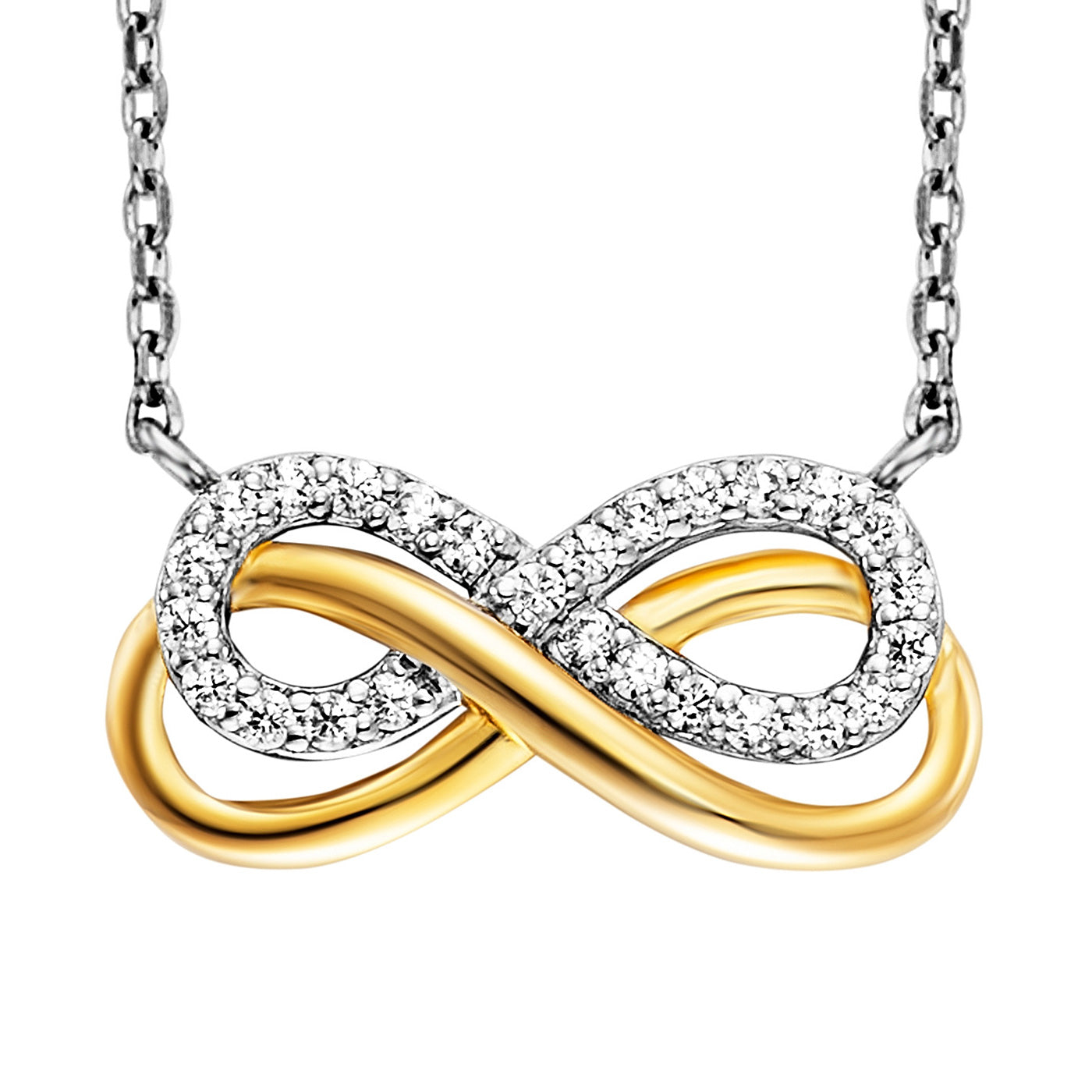 Julie Julsen Kette mit Anhänger INFINITY bicolor mit 26 Zirkonia