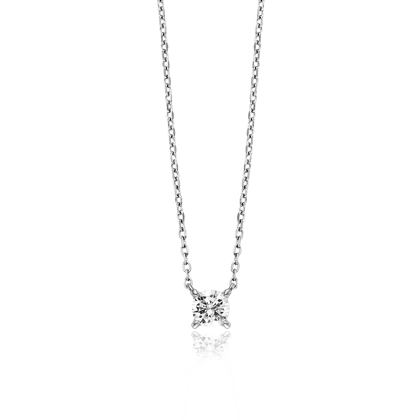 Julie Julsen Kette mit Anhänger ROUND silber mit 1 Zirkonia