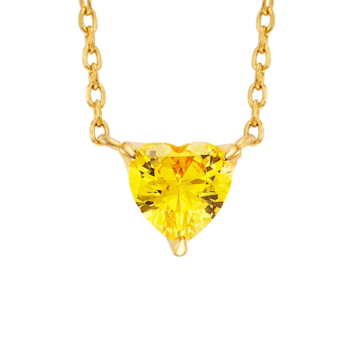 Julie Julsen Kette mit Anhänger HEART vergoldet mit 1 gelben Zirkonia