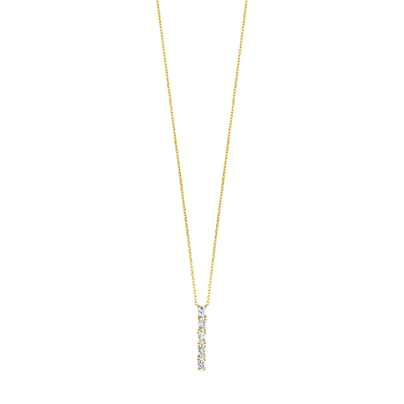 Julie Julsen Kette mit Anhänger CRYSTAL LINE vergoldet mit 5 weiße Zirkonia