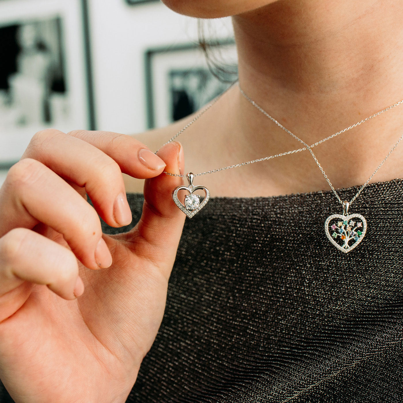 Julie Julsen Kette mit Anhänger HEART Silber rhodiniert mit 20 weißen Zirkonia