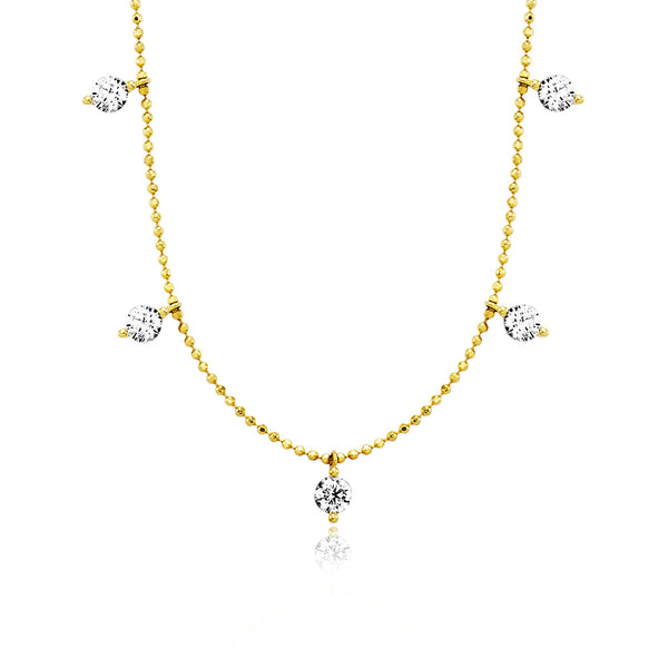 Julie Julsen Kette mit Anhänger HANGING CRYSTAL vergoldet mit 7 Zirkonia