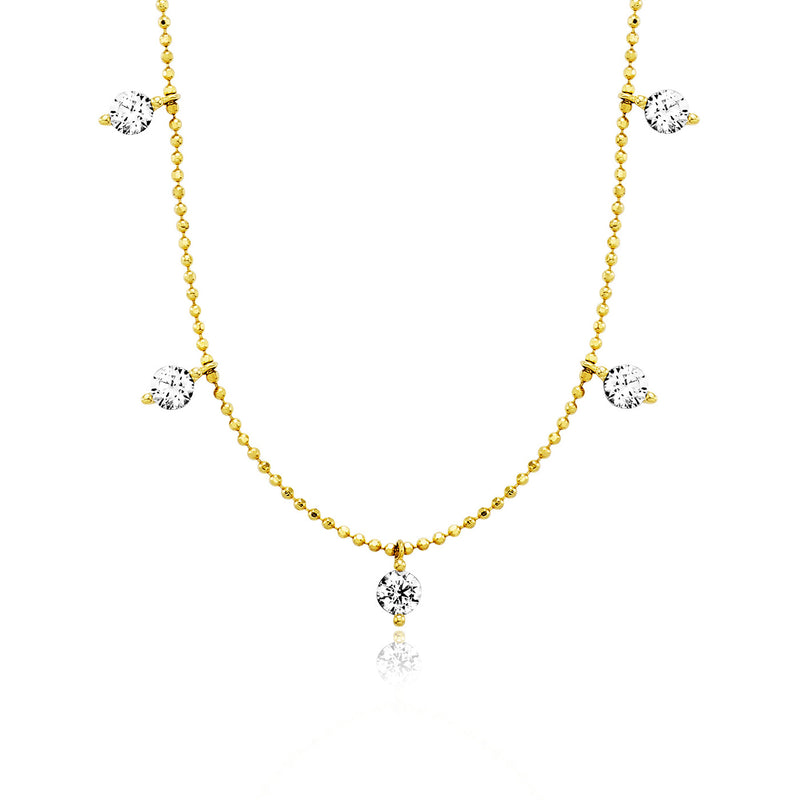 Julie Julsen Kette mit Anhänger HANGING CRYSTAL vergoldet mit 7 Zirkonia