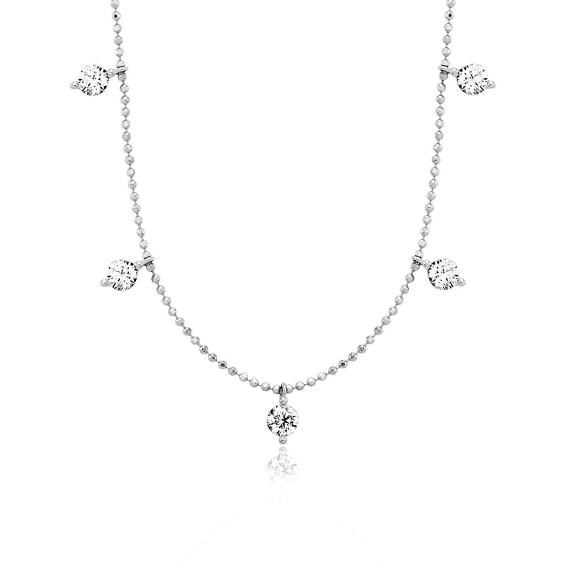 Julie Julsen Kette mit Anhänger HANGING CRYSTAL silber mit 7 Zirkonia