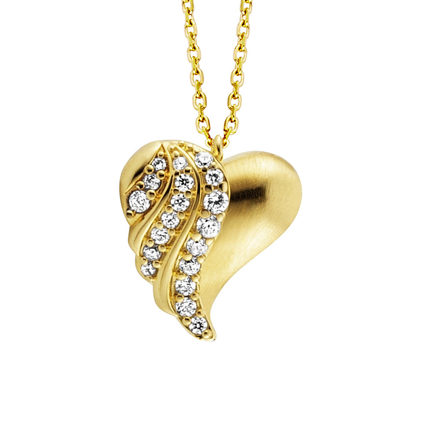 Julie Julsen Kette mit Anhänger HEART Silber vergoldet mit 19 weißen Zirkonia