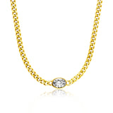 Julie Julsen Kette mit Anhänger OVAL CUT vergoldet mit 1 weißen Zirkonia