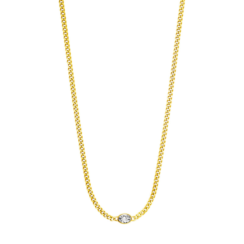 Julie Julsen Kette mit Anhänger OVAL CUT vergoldet mit 1 weißen Zirkonia