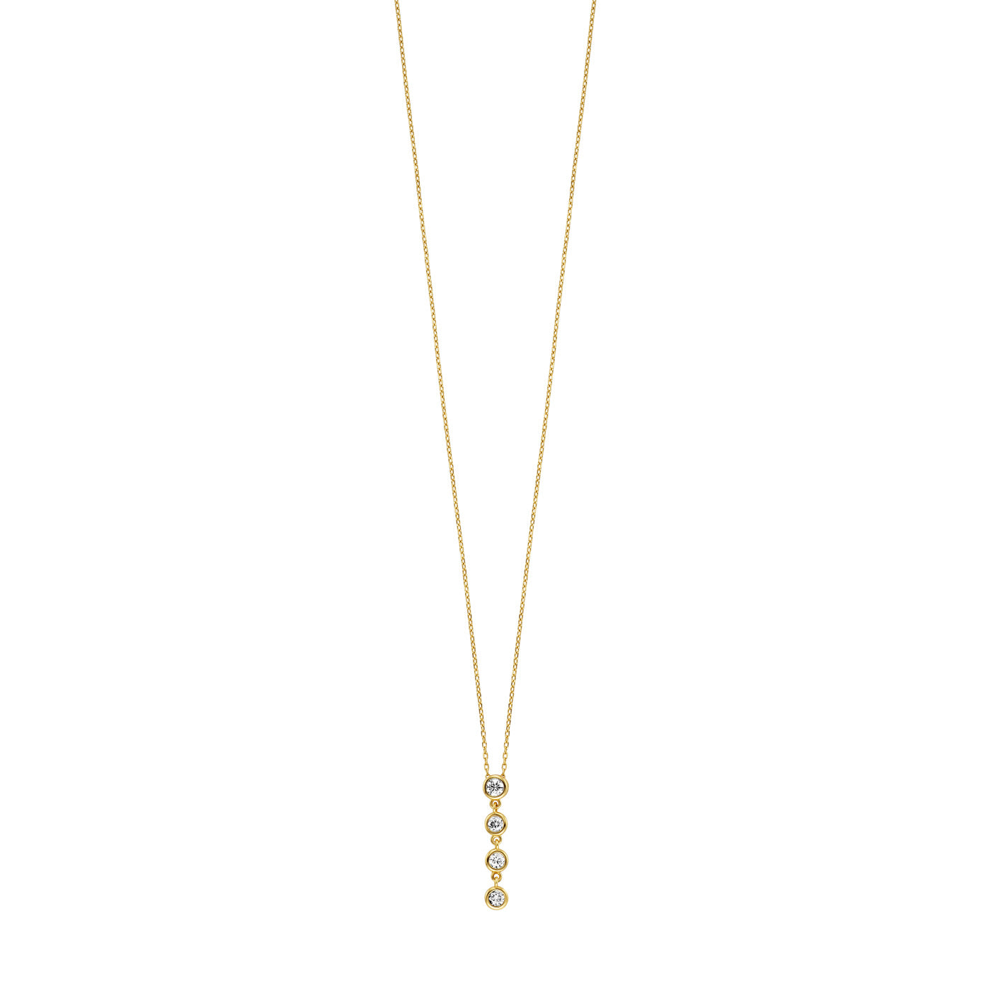Julie Julsen Kette mit Anhänger Silber vergoldet mit 4 weißen Zirkonia