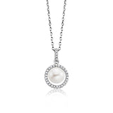Julie Julsen Kette mit Anhänger CIRCLE PEARL silber mit 30 weiße Zirkonia