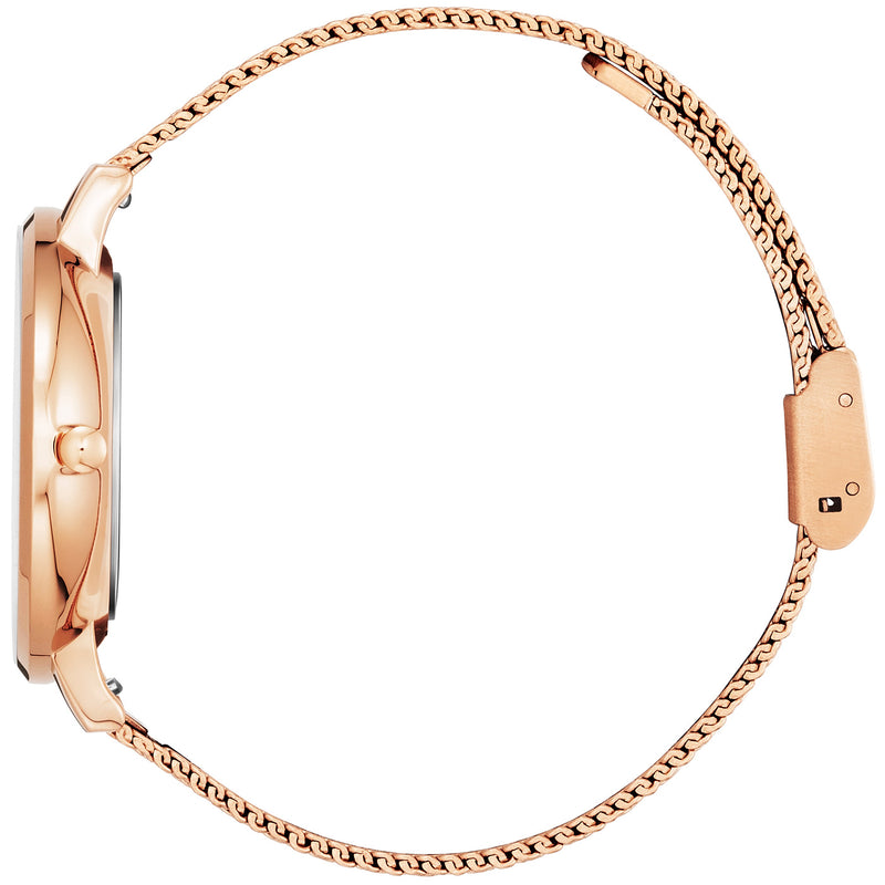 Julie Julsen Damen Armbanduhr BASIC rosé mit Edelstahlband und Strass 3 atm