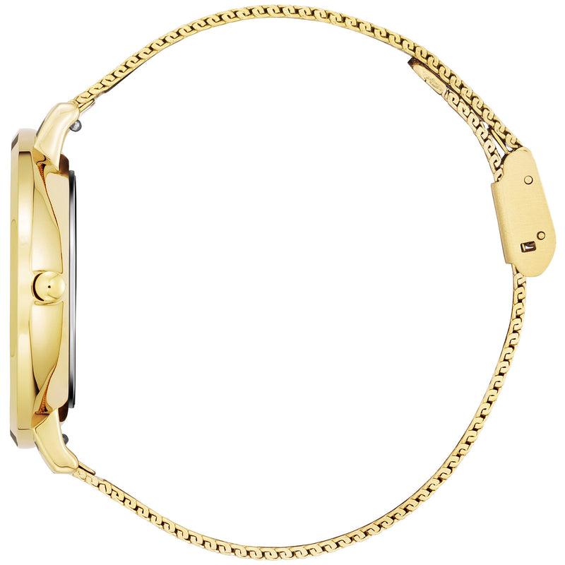 Julie Julsen Damen Armbanduhr BASIC vergoldet mit Edelstahlband und Strass 3 atm