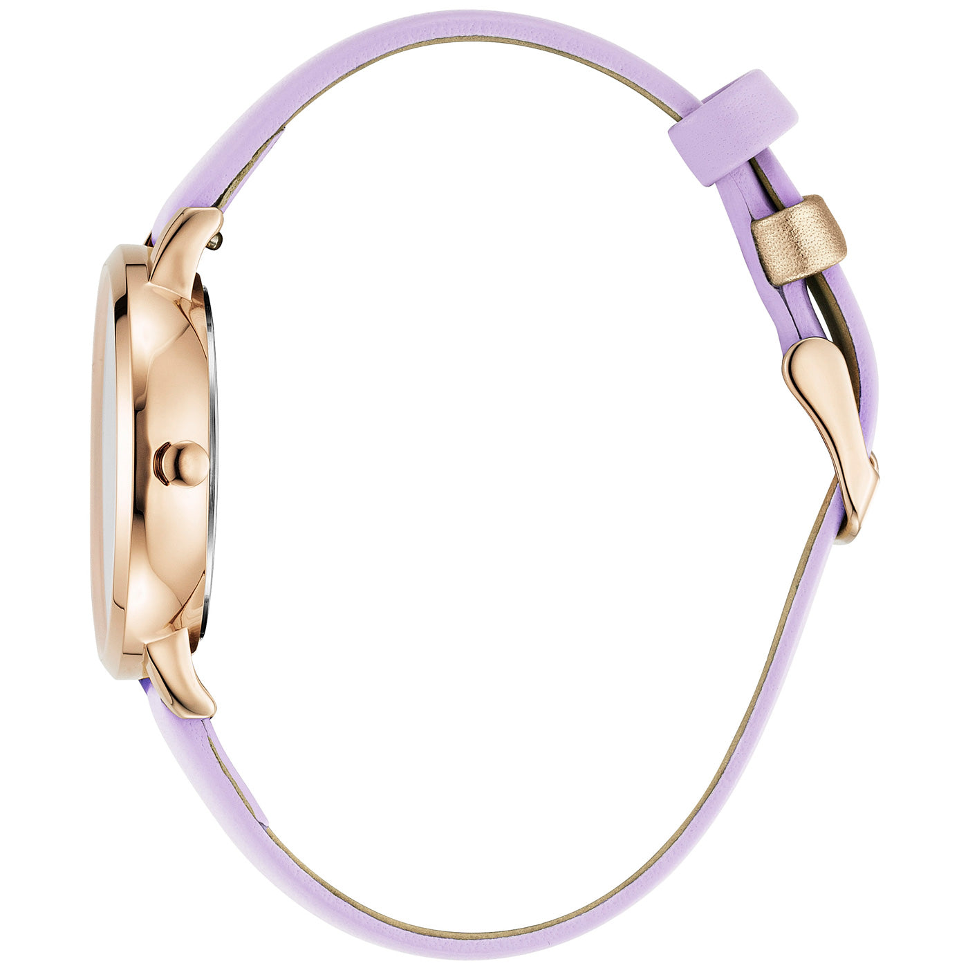 Julie Julsen Damenarmbanduhr LITTLE SECOND rosé vergoldet mit lila Lederband 3 atm