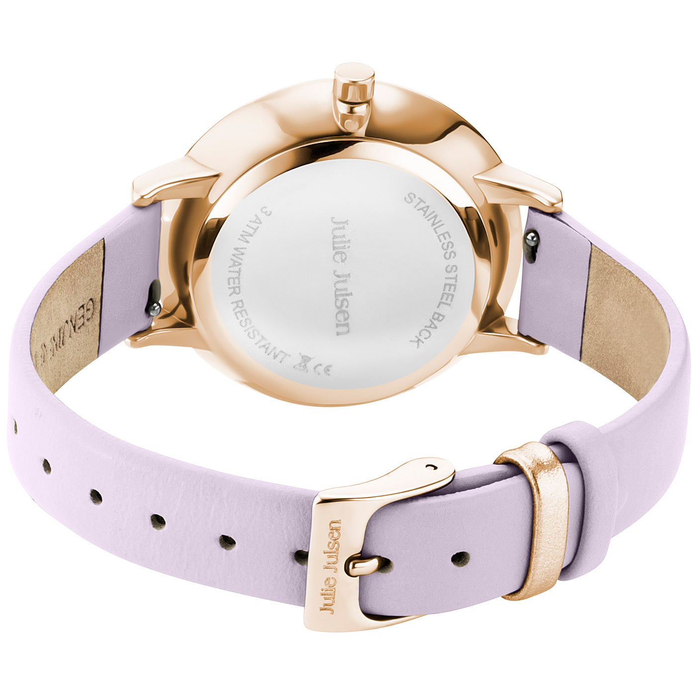 Julie Julsen Damenarmbanduhr LITTLE SECOND rosé vergoldet mit lila Lederband 3 atm
