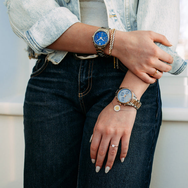 Julie Julsen Damenarmbanduhr SPORTIV MF rosé vergoldet mit bicolor Edelstahlband 5 atm