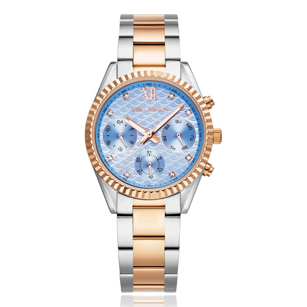 Julie Julsen Damenarmbanduhr SPORTIV MF rosé vergoldet mit bicolor Edelstahlband 5 atm